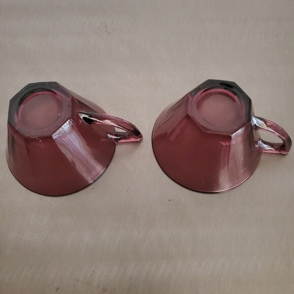 Vintage Hazel Atlas Moroccan Amethyst Glass Tea Coffee Cups Made in USA - Picture 7 of 10